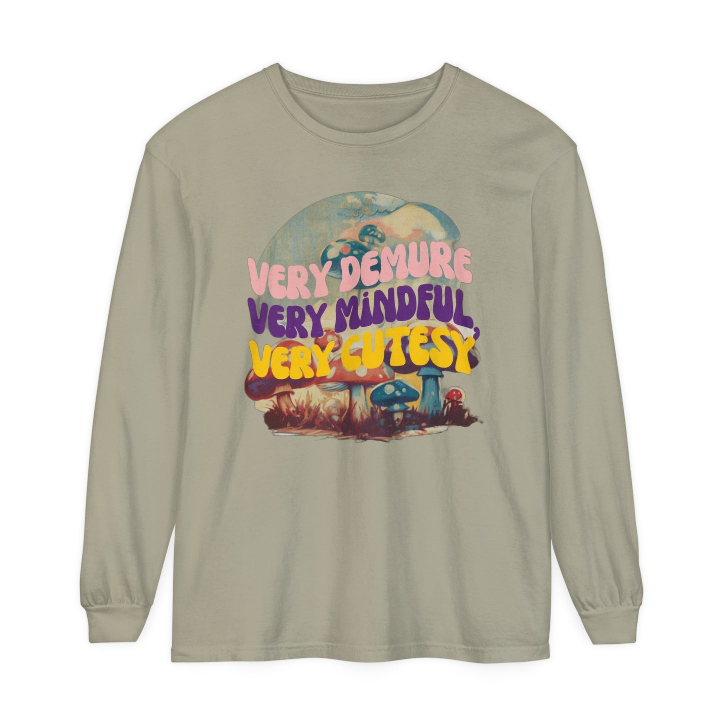 Mindful Vibes Unisex Long Sleeve T-Shirt, Cute Gift for Friends, Vintage Tee, Casual Wear, Everyday Comfort , mushroom