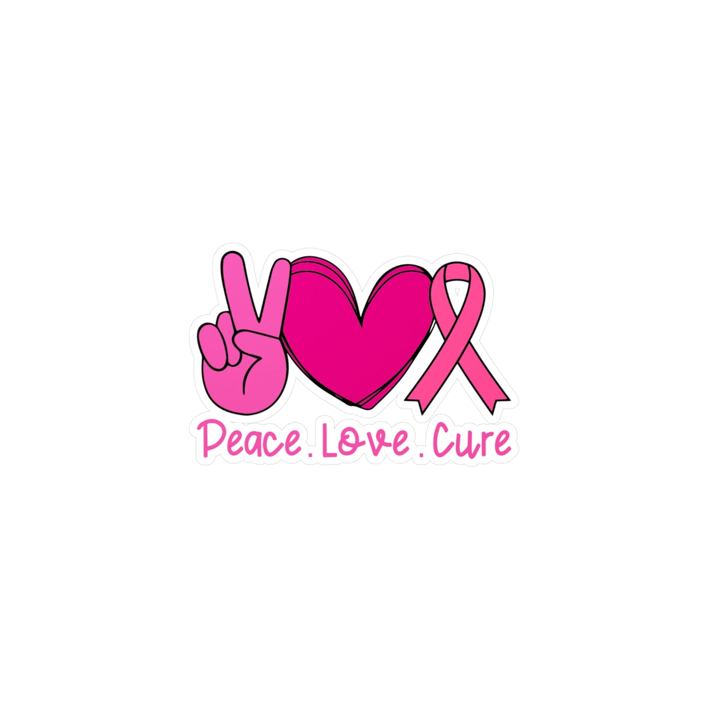 Peace Love Cure Vinyl Decals - Pink Ribbon Stickers for Awareness & Support