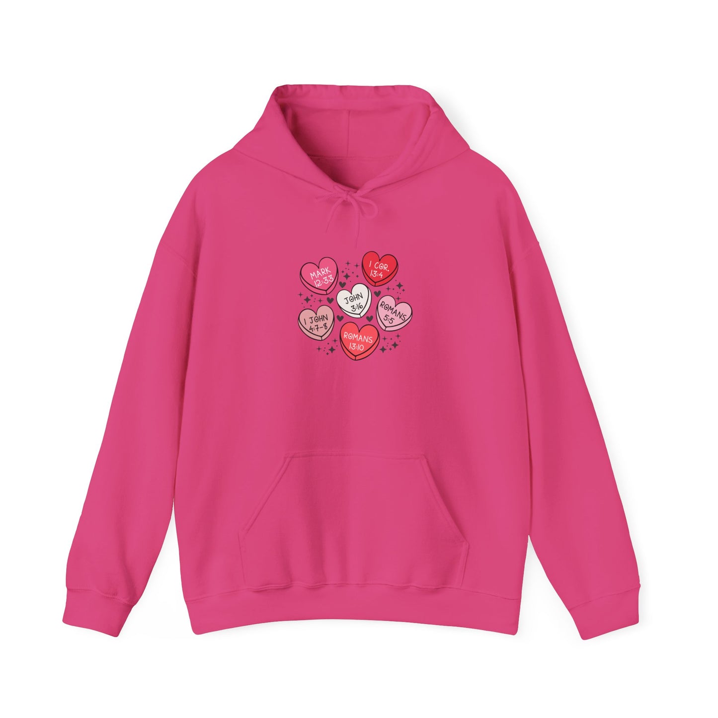 Love Heart Motif Hoodie - Valentine's Day Unisex Sweatshirt