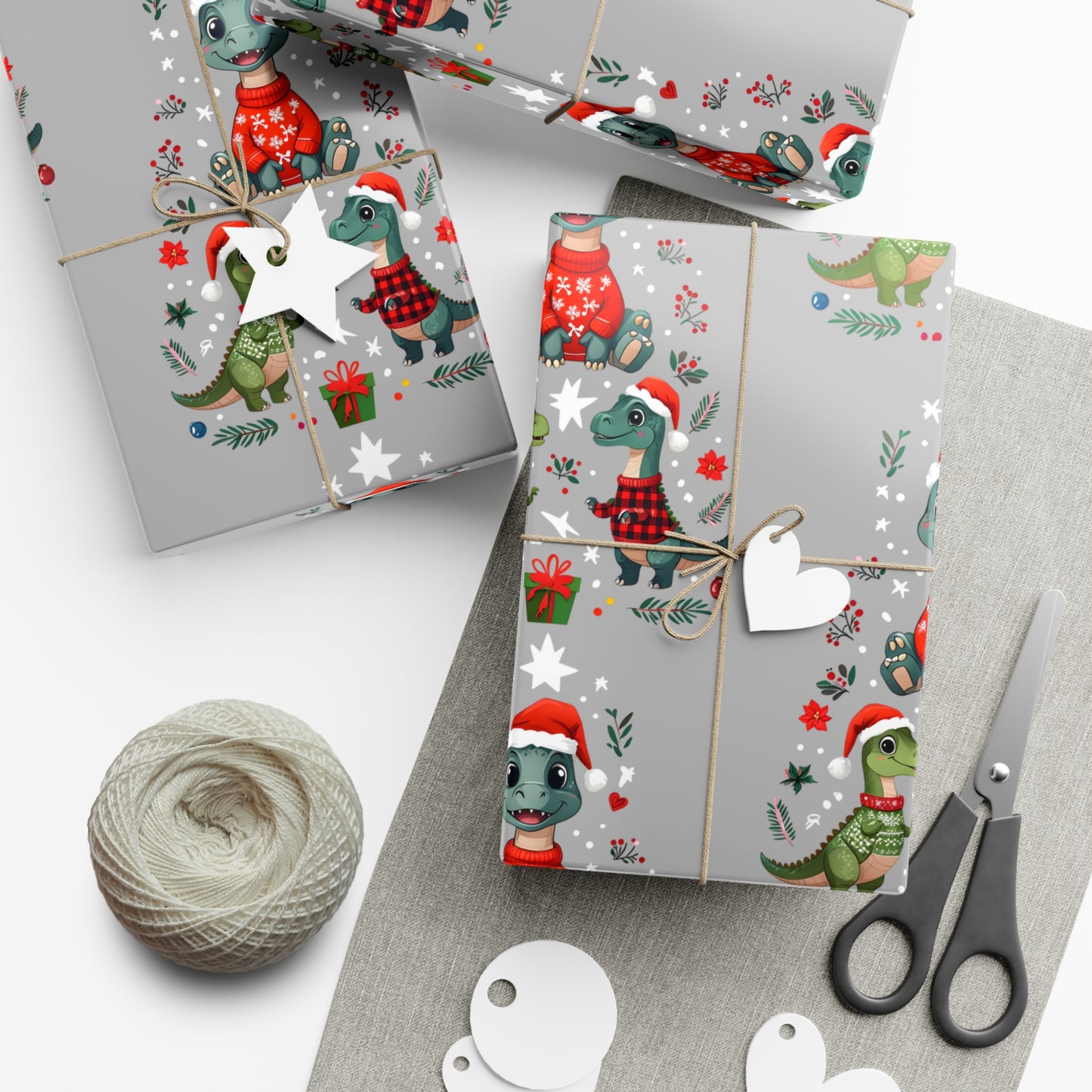 Dinosaur Wrapping Papers, Kids Christmas Gift Wrap, Holiday Party Supplies, Festive Present Packaging, Fun Craft Paper Rolls