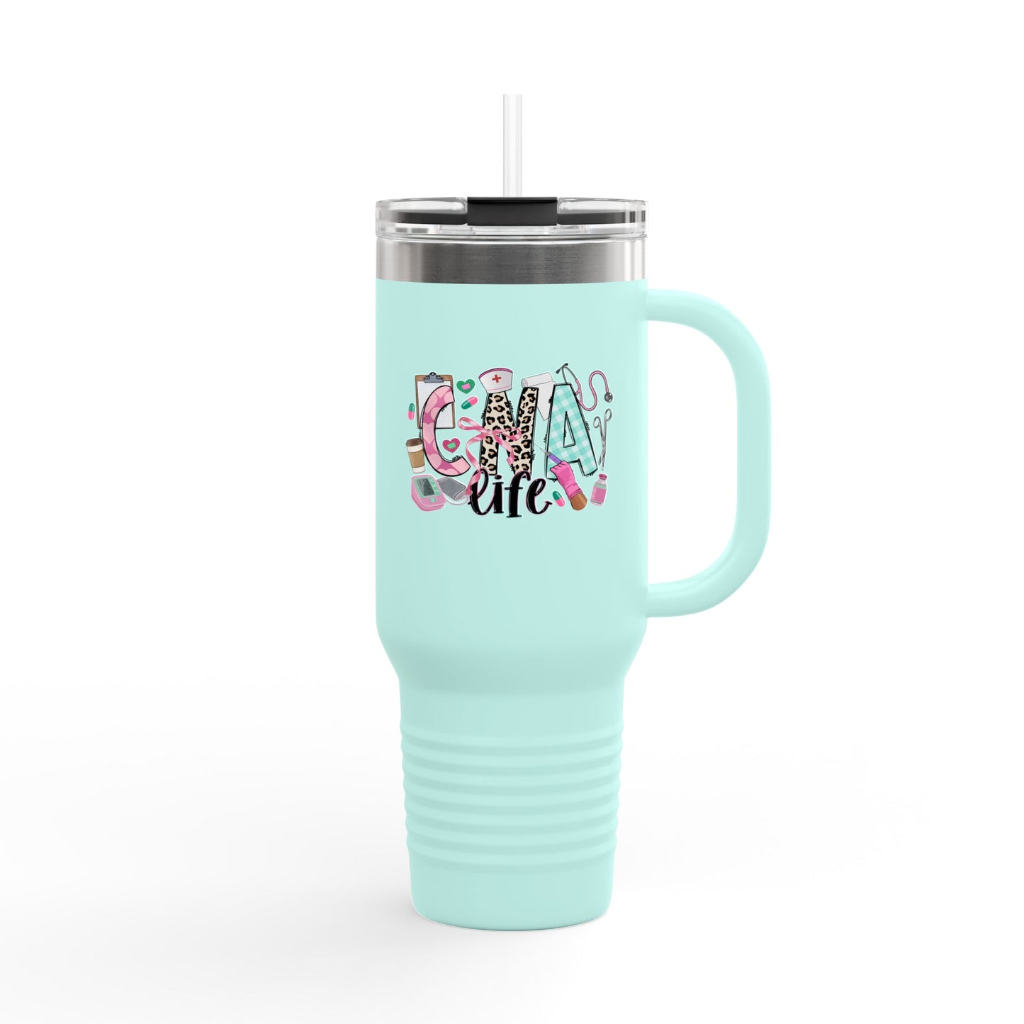 Travel Mug, 40oz 'Glam Life' Design for Medical Professionals, CNA Life