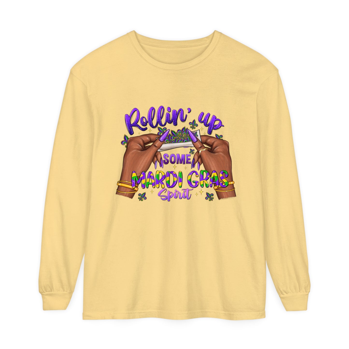 Mardi Gras Long Sleeve T-Shirt, Fun Mardi Gras 2024 Apparel, Unisex Party Tee, Gifts for Mardi Gras Enthusiasts, Festival Wear