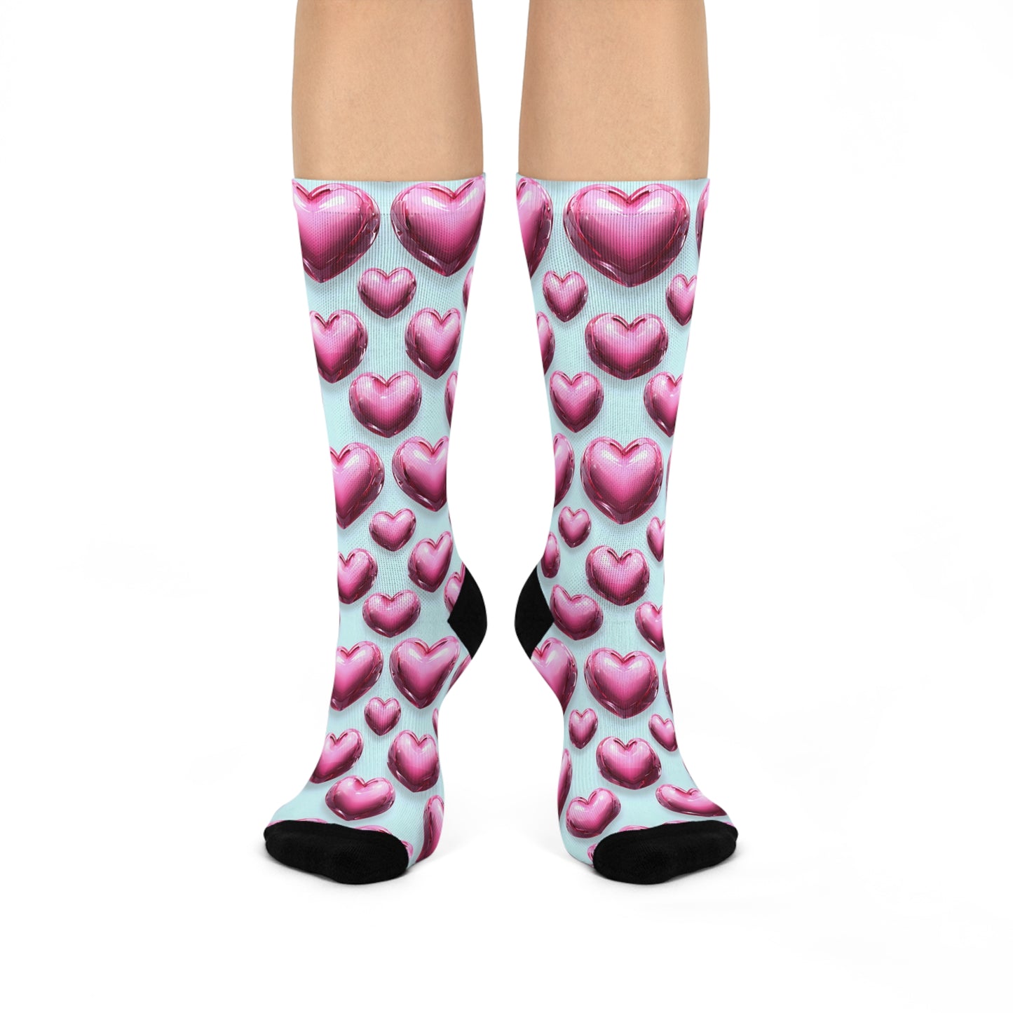 Heart Pattern Cushioned Crew Socks | Cozy Gifts for Her, Valentine's Day Socks, Cute Casual Wear, Comfortable Everyday Use, Fun Fashion