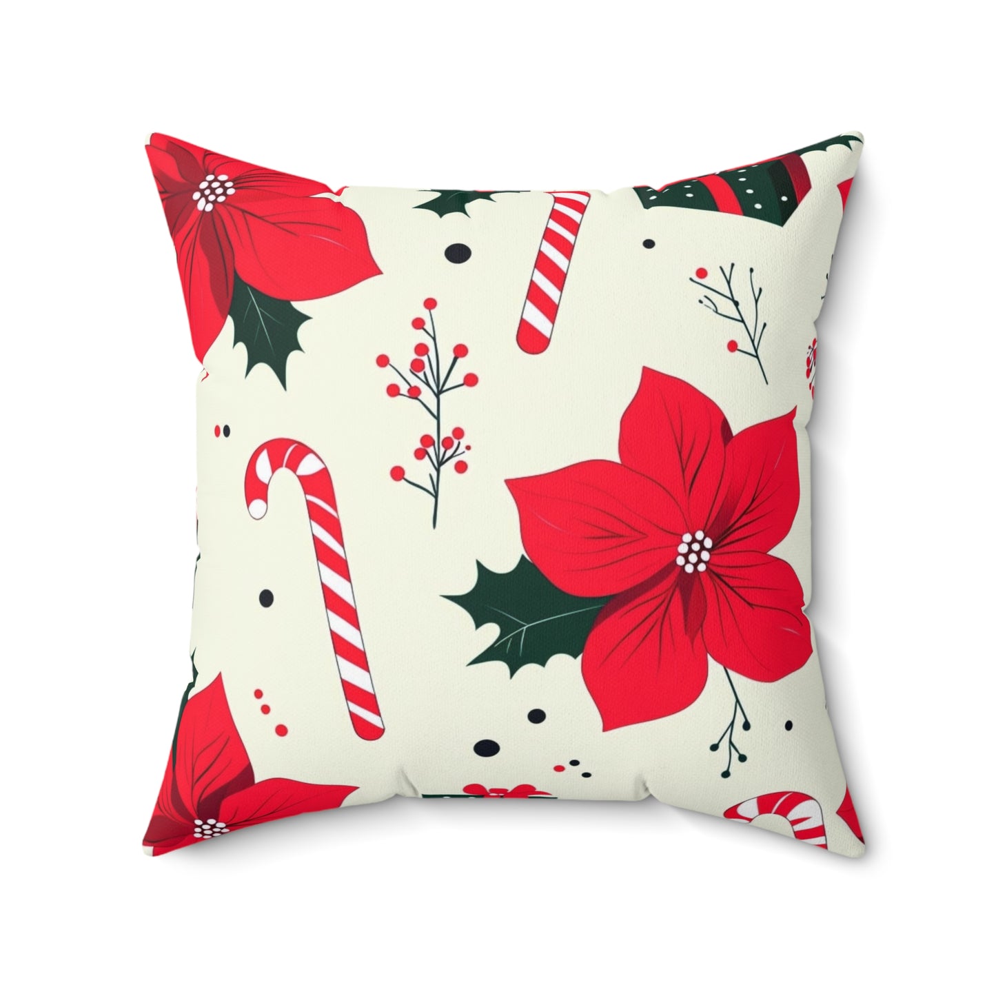 Festive Holiday Pillow - Christmas Floral Accent Cushion for Living Room, Gift for Home Decor, Cozy Winter Vibes