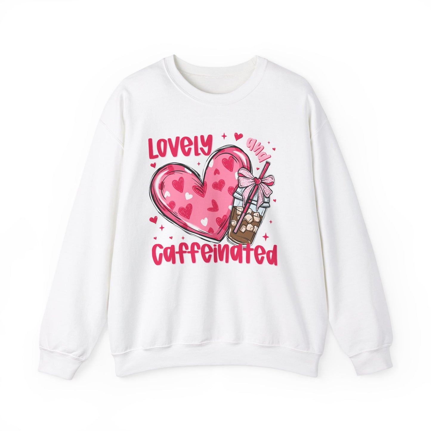 Lovely Caffeinated Heart Sweatshirt, Cozy Coffee Lover Gift, Valentines Day, Cute Her, Comfy Casual Wear, Unisex Pullover, Warm Jumper