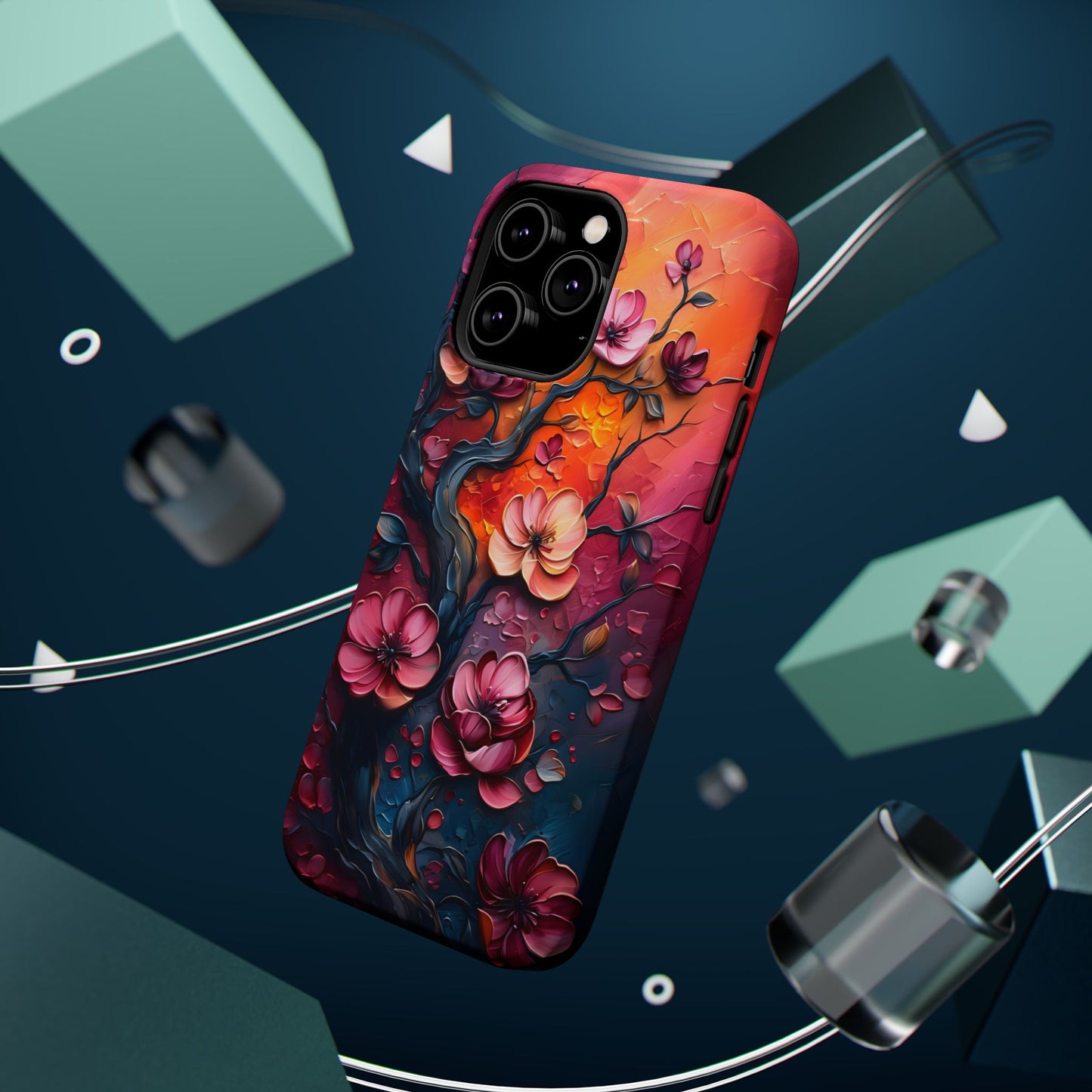 Floral Magnetic Tough Case - Colorful Flower Design Phone Cover, Gift for Her, Smartphone Accessories, Nature Lover, Unique