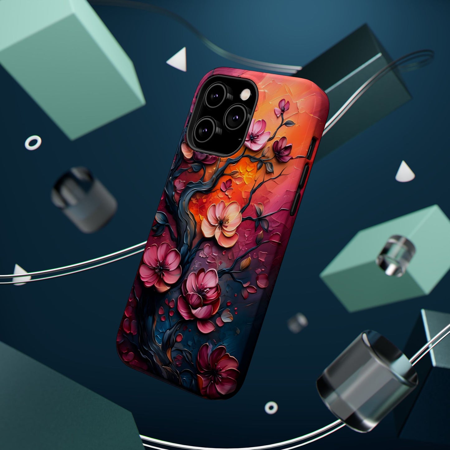 Floral Magnetic Tough Case - Colorful Flower Design Phone Cover, Gift for Her, Smartphone Accessories, Nature Lover, Unique