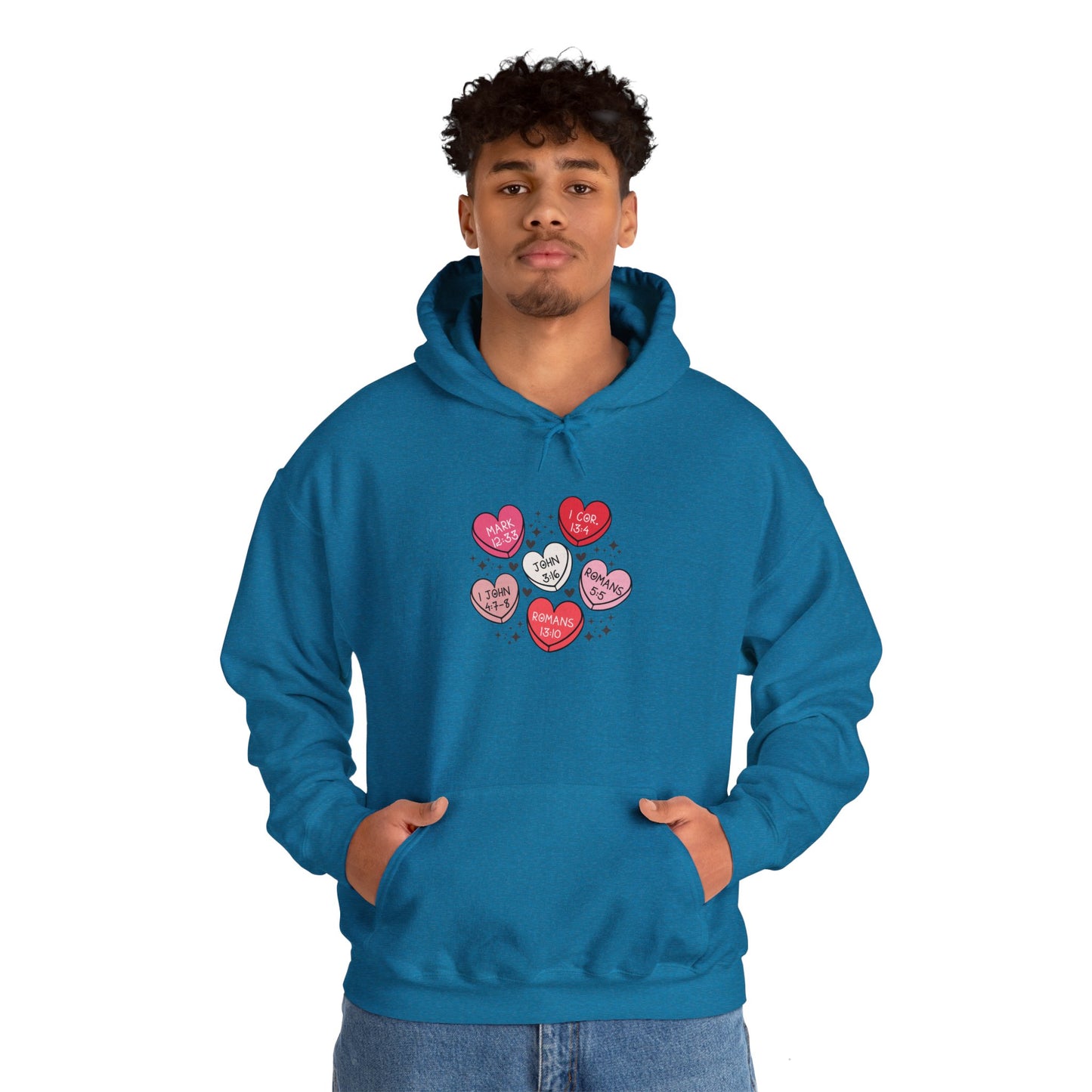 Love Heart Motif Hoodie - Valentine's Day Unisex Sweatshirt