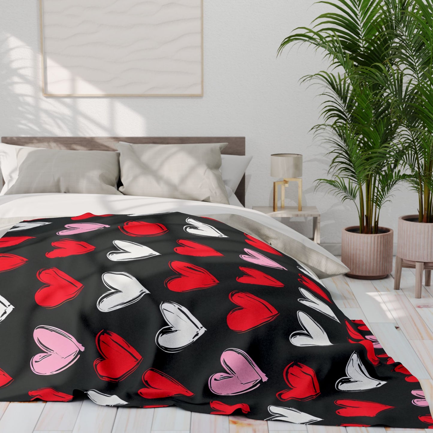 Cozy Heart Print Arctic Fleece Blanket for Valentine's Day