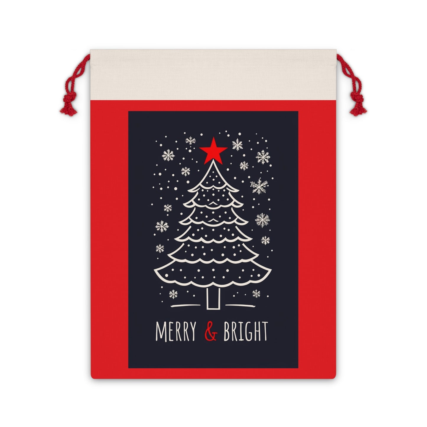 Merry & Bright Christmas Gift Bag | Festive Holiday Tote for Presents, Eco-Friendly Gift Wrapping, Yule Bag, Seasonal Décor