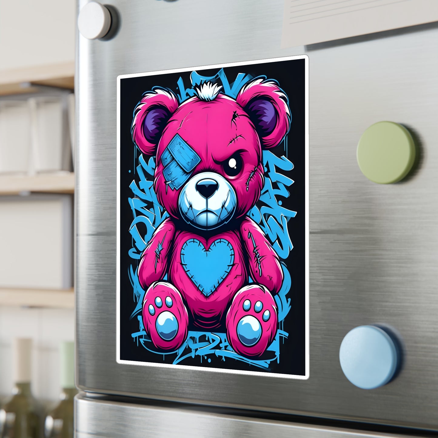 Cute Bear Kiss-Cut Vinyl Decal - Fun and Colorful Sticker for Kids' Rooms