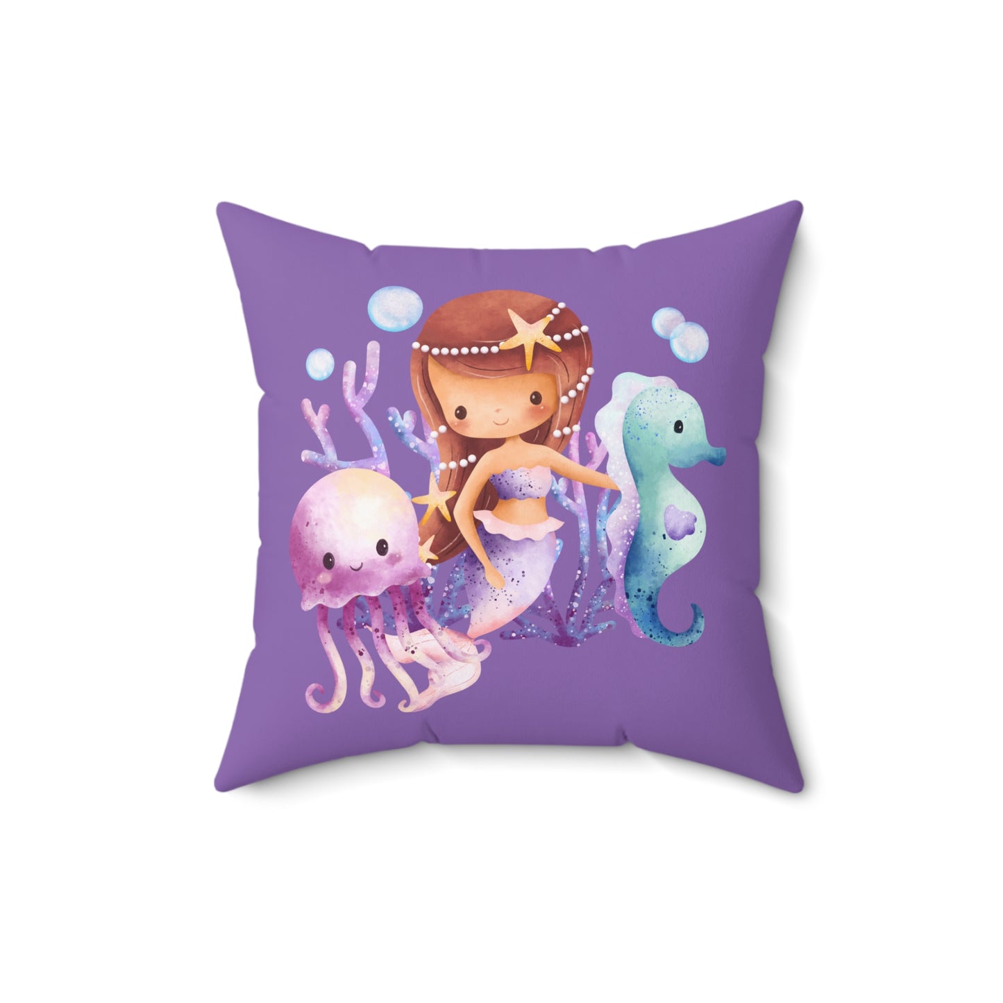 Whimsical Mermaid Vibes Pillow, Ocean Decor, Kids Room Accent, Nautical Themed Cushion, Underwater Fantasy Home Decor