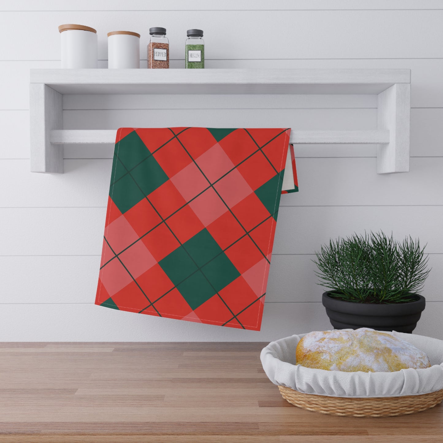 Festive Plaid Tea Towels, Holiday Kitchen Decor, Christmas Gifts, Checkered Cotton Kitchen Towels, Rustic Home Essentials