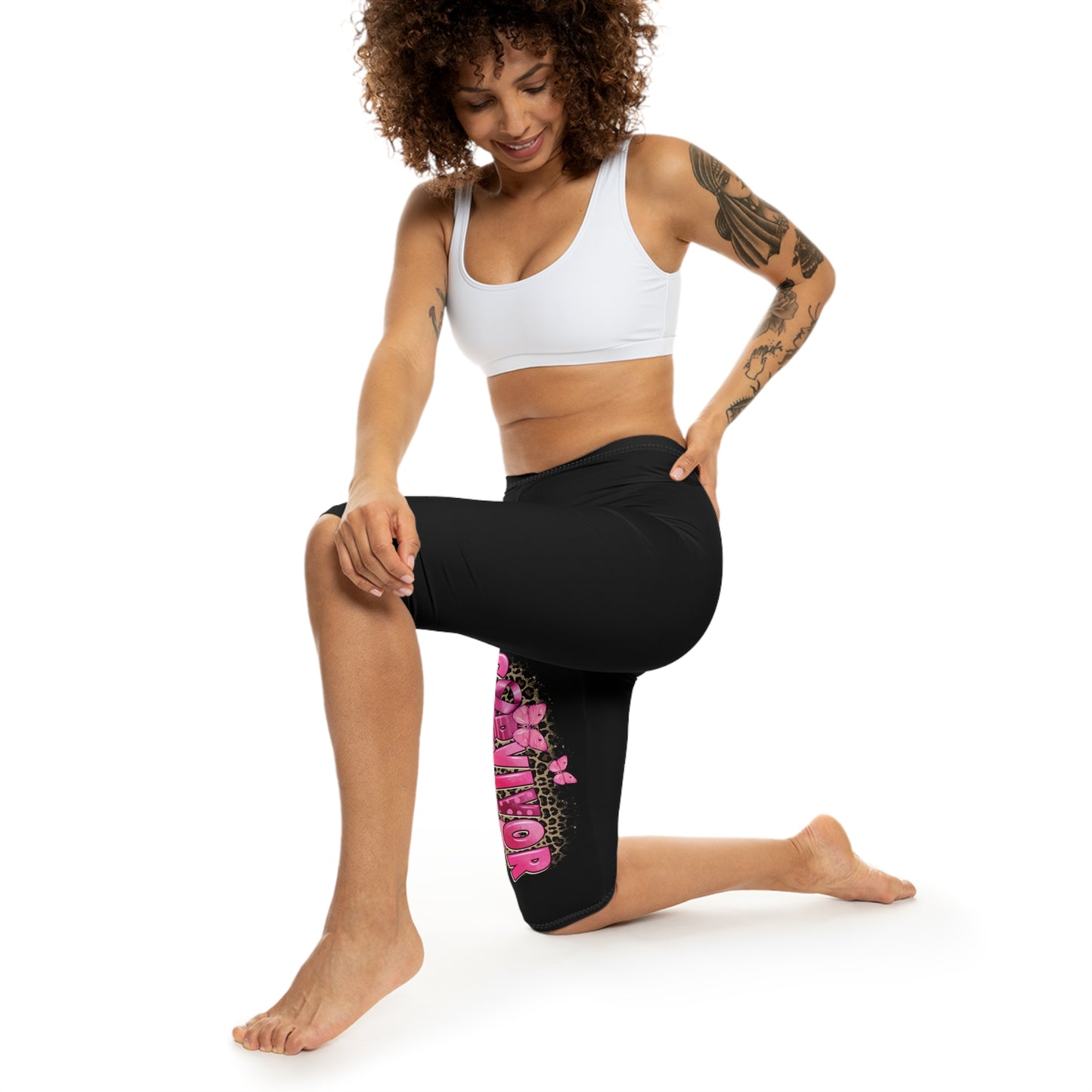 Stylish Women's Capri Leggings with 'Savior' Butterfly Design