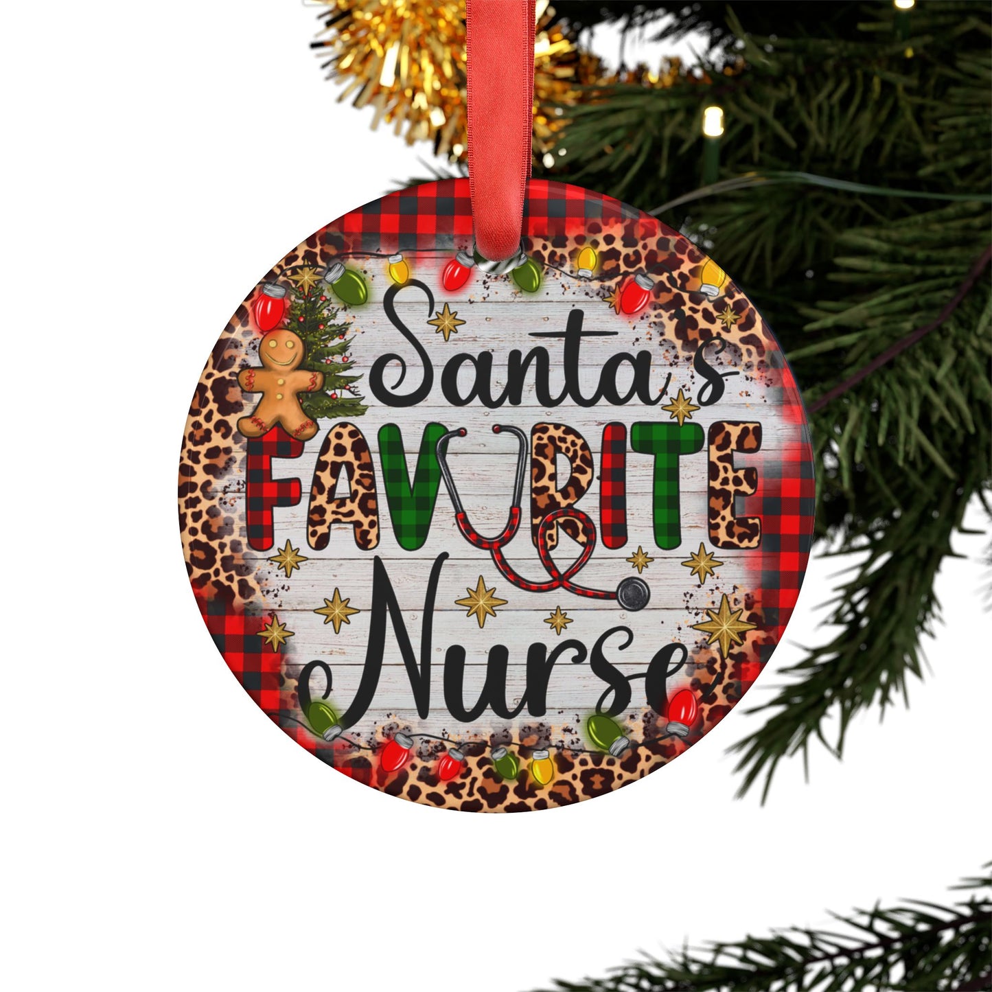 Personalized Acrylic Ornament for Nurses, Santa's Favorite Nurse Gift, Christmas Decor, Holiday Keepsake, Unique Tree Decoration