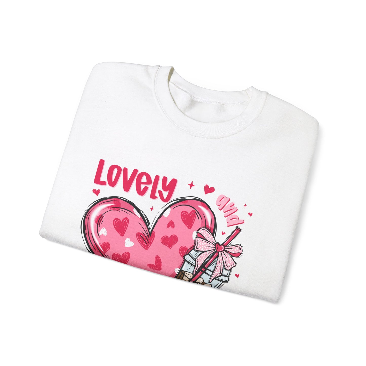 Lovely Caffeinated Unisex Crewneck Sweatshirt - Cozy Heart Design