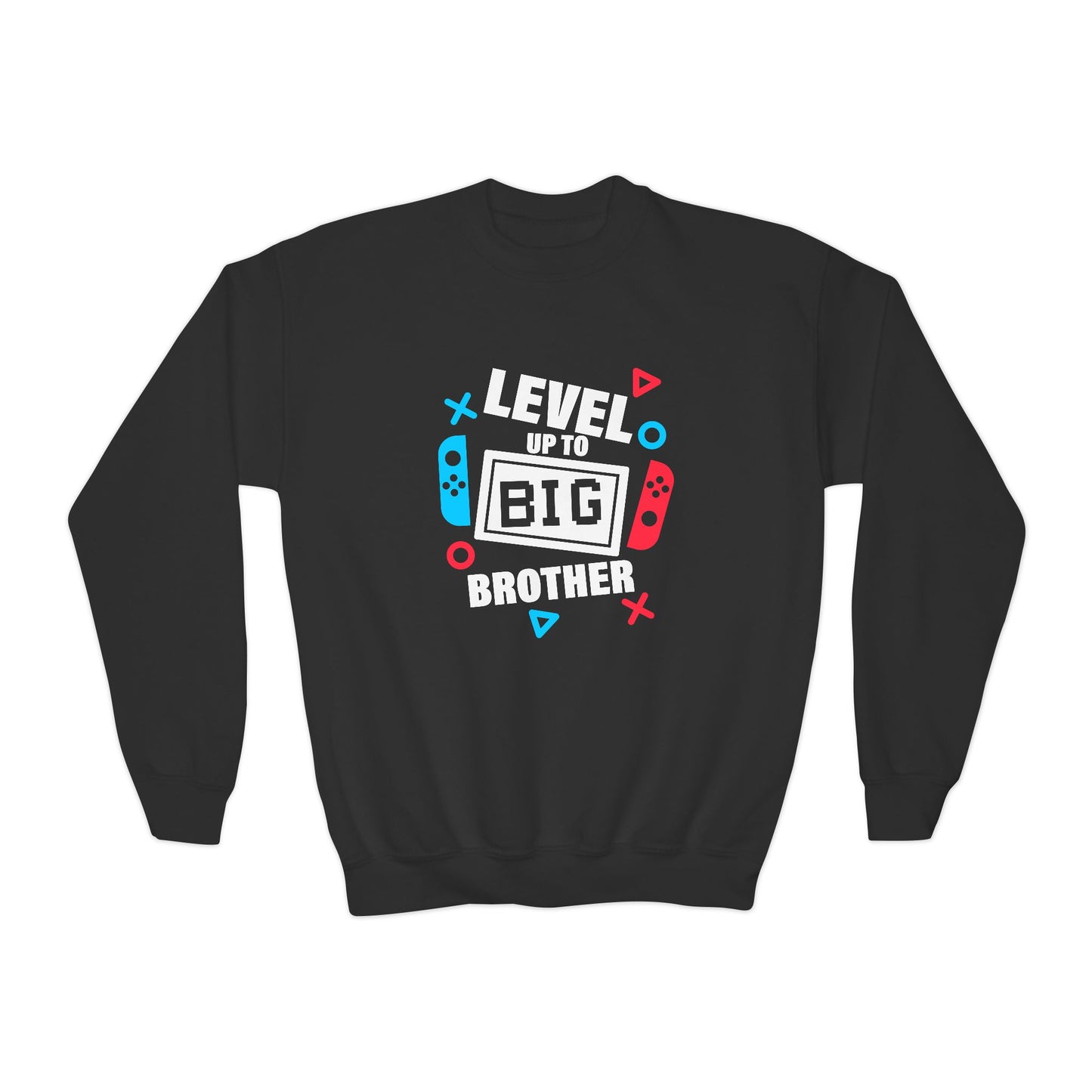 Video Game Inspired Youth Crewneck Sweatshirt - Level Up to Big Brother