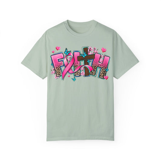 Faith Graphic Unisex Garment-Dyed T-Shirt - Inspirational Pink Design