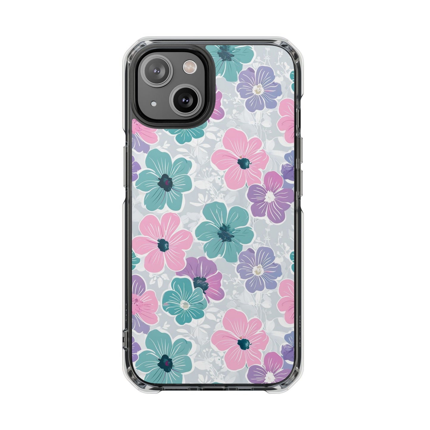 Floral Phone Case, Vibrant Flower Design, Magnetic Clear Impact Cases for Protection, Spring Vibes, Gift for Her, Cute Phone Cover