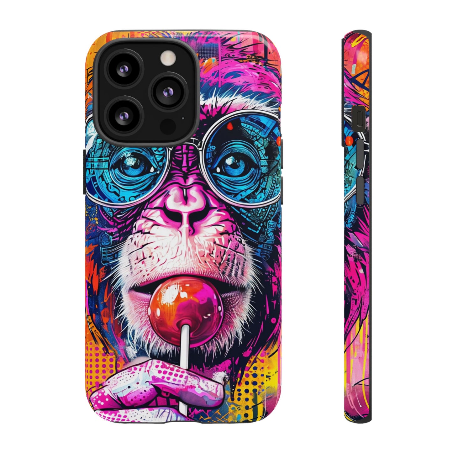 Colorful Monkey Phone Case, Fun Phone Cover, Unique Tech Accessory, Gift for Animal Lovers, Vibrant Lollipop Design