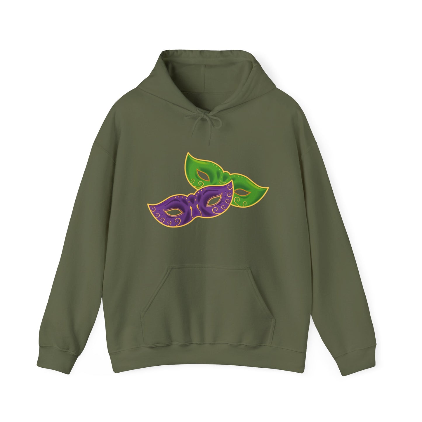 Mardi Gras Celebration Hoodie, Unisex Heavy Blend Sweatshirt, Fun Graphic Pullover, Party Apparel, Carnival Clothing, Festival Outfit