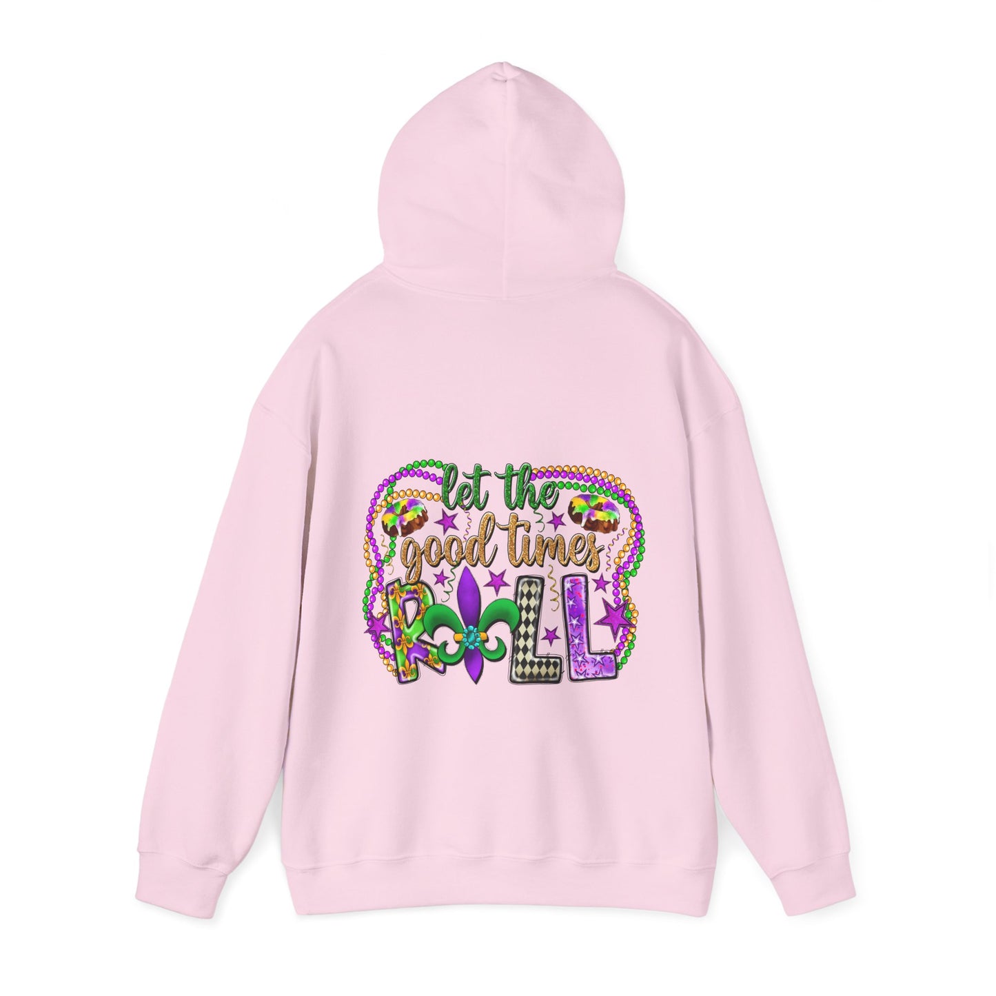 Mardi Gras Celebration Hoodie, Unisex Heavy Blend Sweatshirt, Fun Graphic Pullover, Party Apparel, Carnival Clothing, Festival Outfit