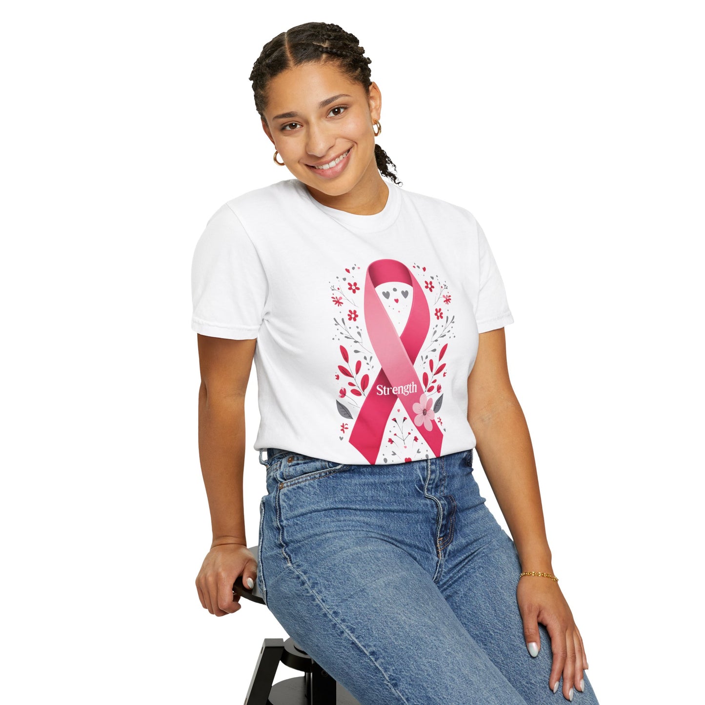 Strength Awareness Unisex T-Shirt, Pink Ribbon Support Tee, Cute Cancer Awareness Shirt, Gift for Her, Thoughtful Donation Shirt