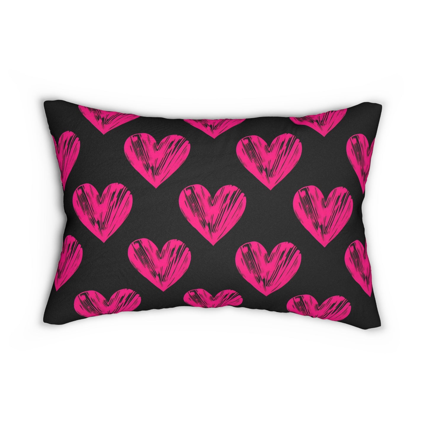 Bold Pink Heart Lumbar Pillow - Stylish Accent for Love-filled Spaces