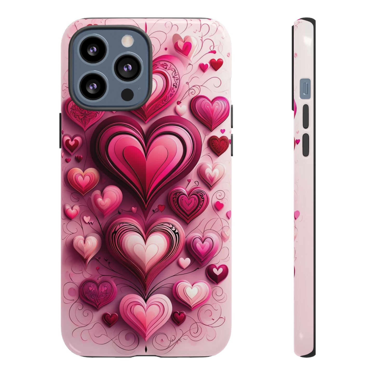 Romantic Phone Case, Cute Heart Design, Valentine's Day Gift, Love Theme Phone Cover, Gifts for Her, Floral Heart Case