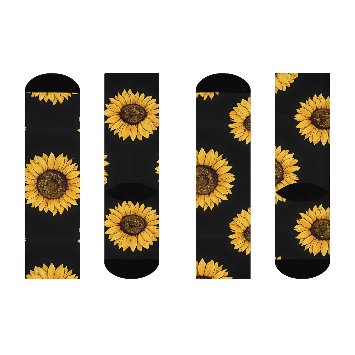 Sunflower Cushioned Crew Socks, Comfortable Floral Socks, Gift for Her, Spring Fashion, Perfect for Casual Wear, Vacation Essentials