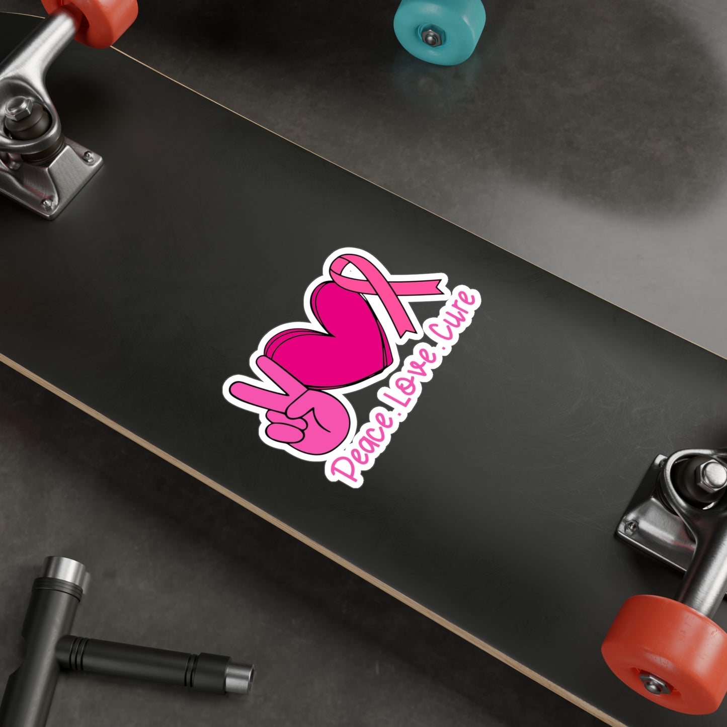 Peace Love Cure Vinyl Decals - Pink Ribbon Stickers for Awareness & Support