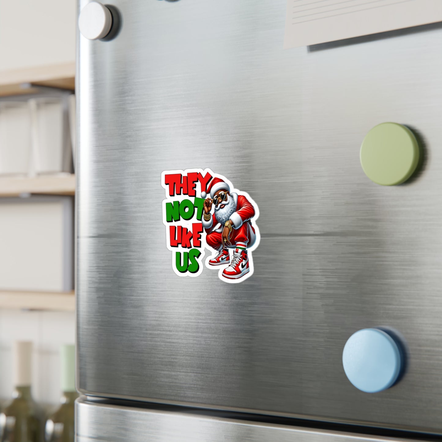 Festive Santa Vinyl Decals - "They Not Like Us" Stickers for Holiday Decor