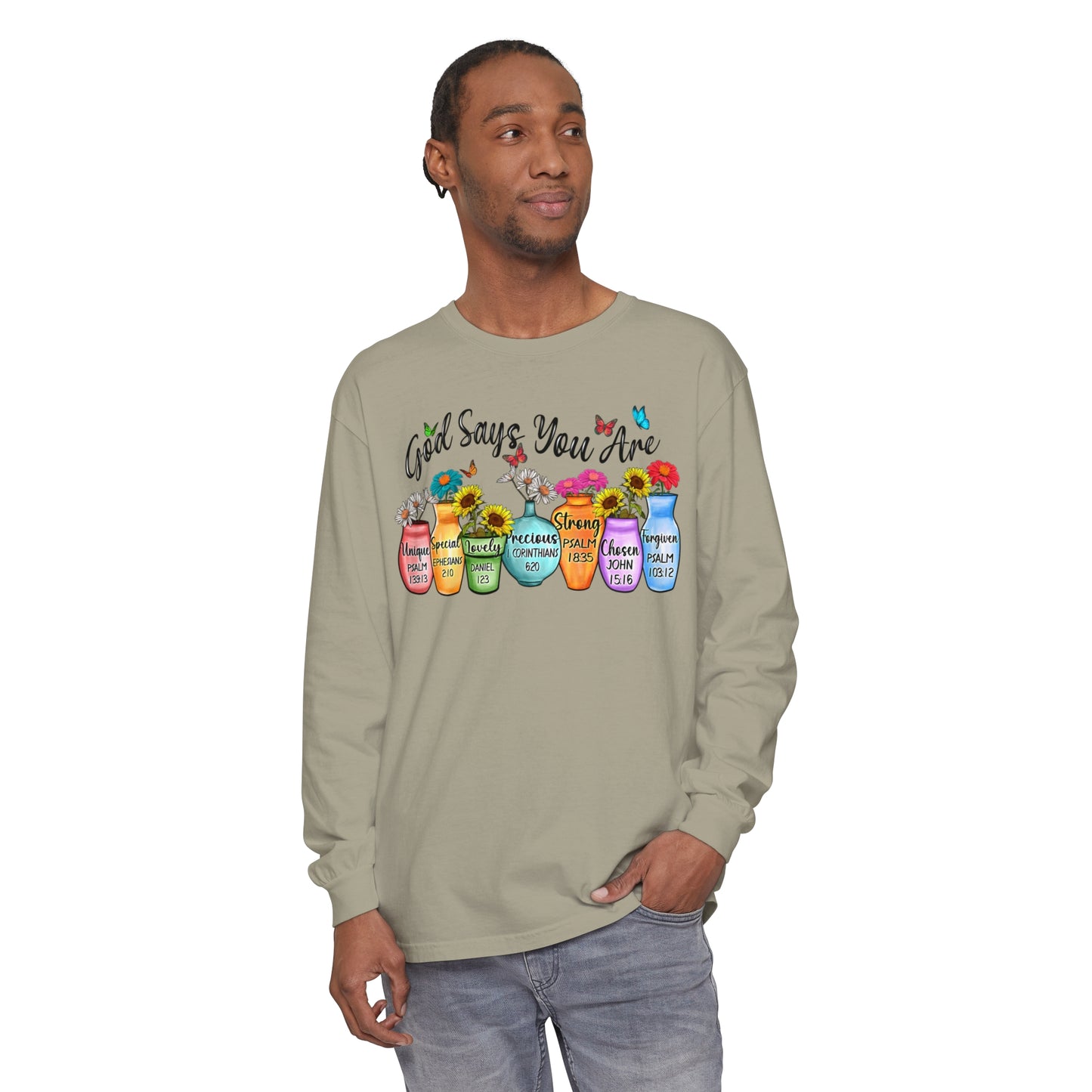 Inspirational Long Sleeve Tee - "God Says You Are" Apparel, Motivational Gift, Faith-Based Shirt, Spring Fashion, Unisex Tee