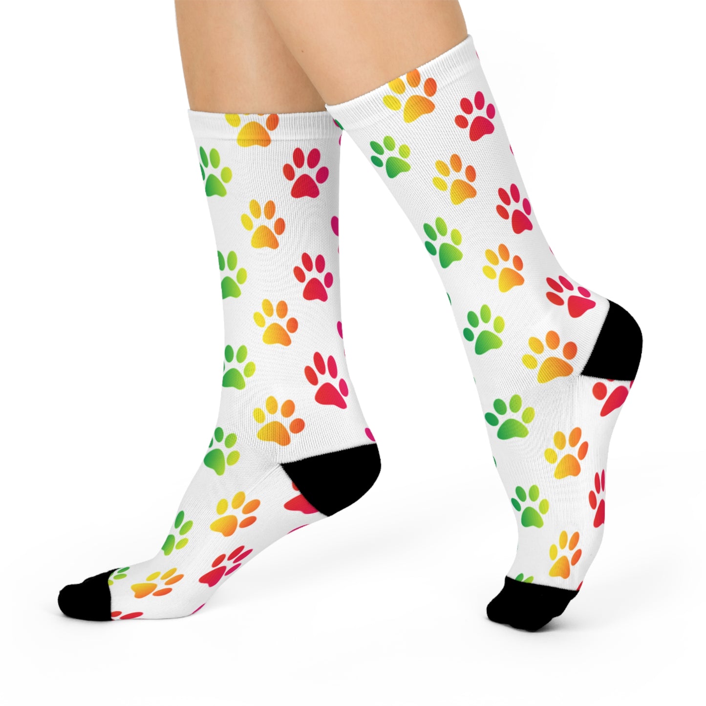 Colorful Paw Print Crew Socks, Cozy Pet Lover Gift, Animal Print Socks, Cute Dog Socks, Fun Animal Socks, Perfect for Dog Owners