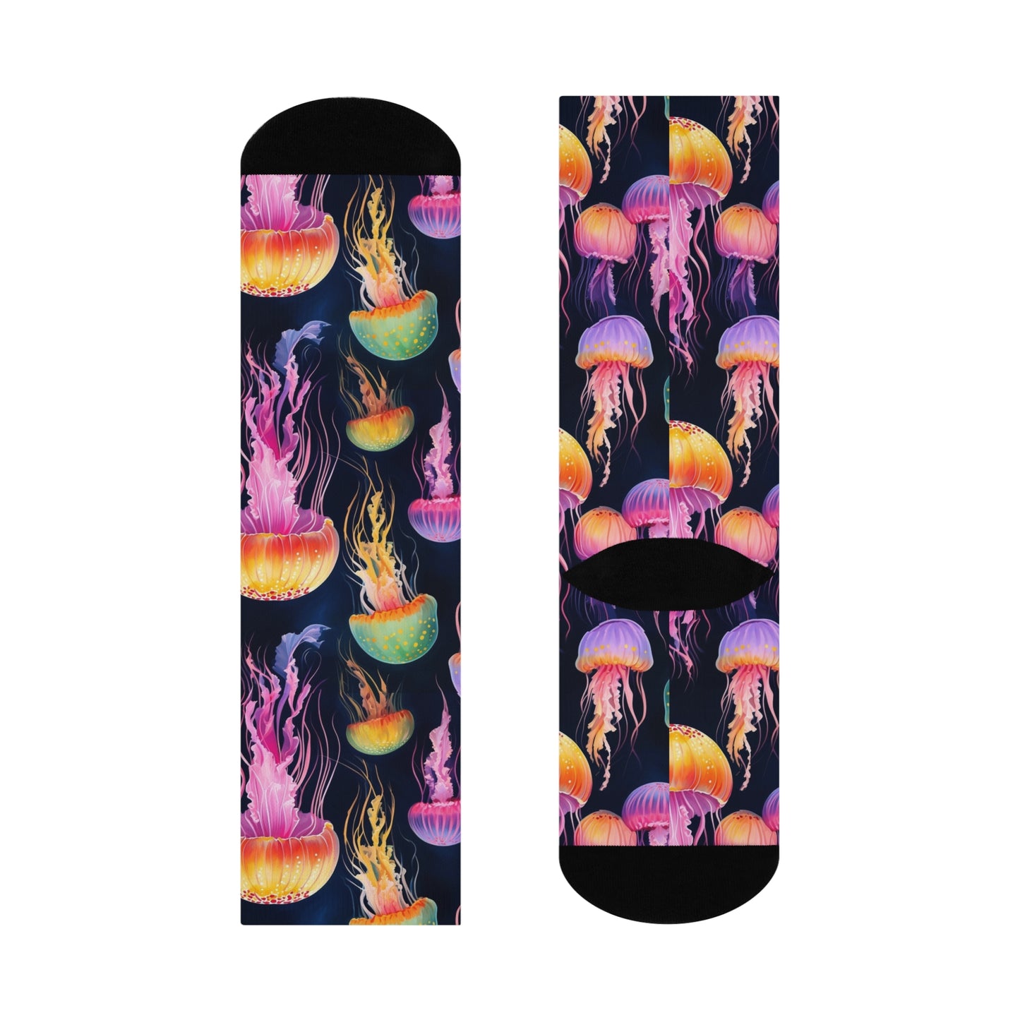 Vibrant Jellyfish Crew Socks, Fun Gift for Ocean Lovers, Comfortable Fashion, Unique Wearable Art, Summer Essentials, Festival Wear