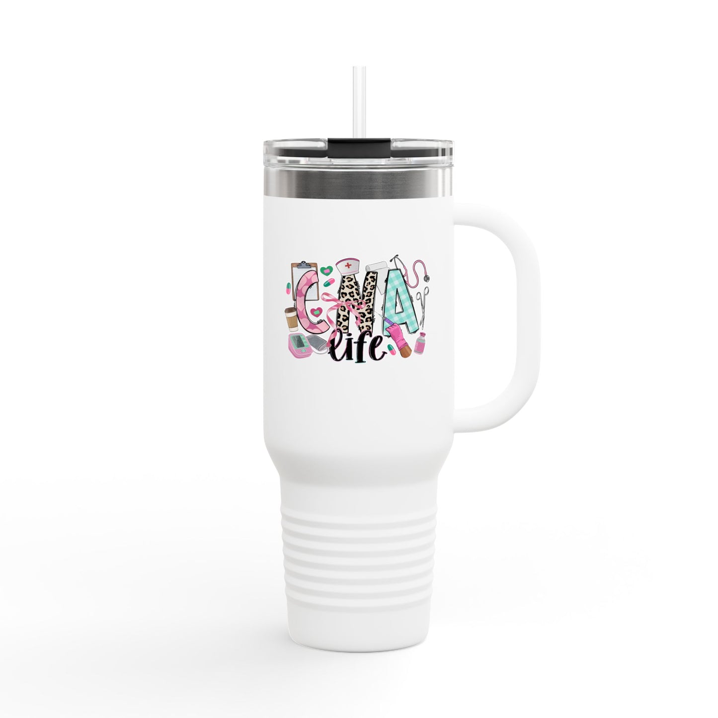 Travel Mug, 40oz 'Glam Life' Design for Medical Professionals, CNA Life