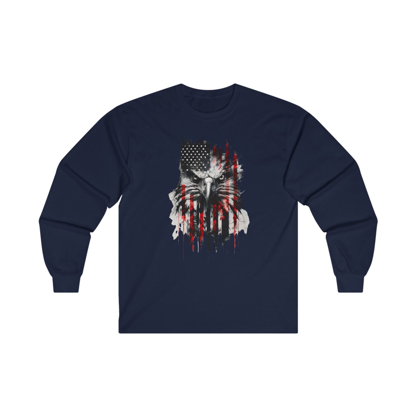 Patriotic Eagle Tee, American Flag Long Sleeve Shirt, Independence Day Apparel, Veteran Gift, Graphic Tee, Unisex Cotton Top