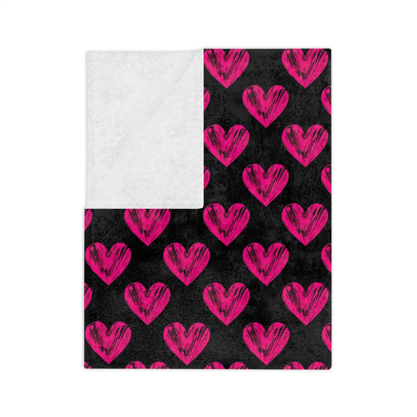 Cozy Velveteen Microfiber Blanket with Pink Heart Design - Perfect for Valentine's Day & Gift Giving