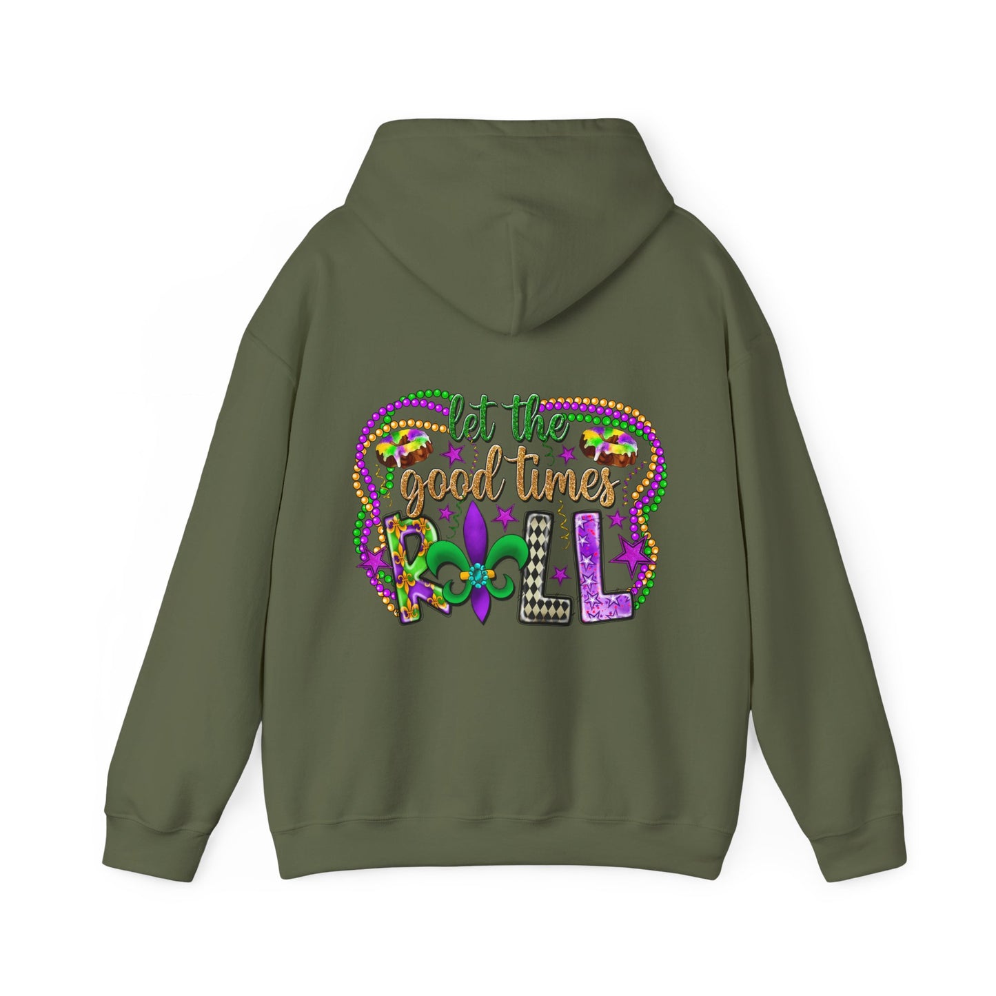 Mardi Gras Celebration Hoodie, Unisex Heavy Blend Sweatshirt, Fun Graphic Pullover, Party Apparel, Carnival Clothing, Festival Outfit