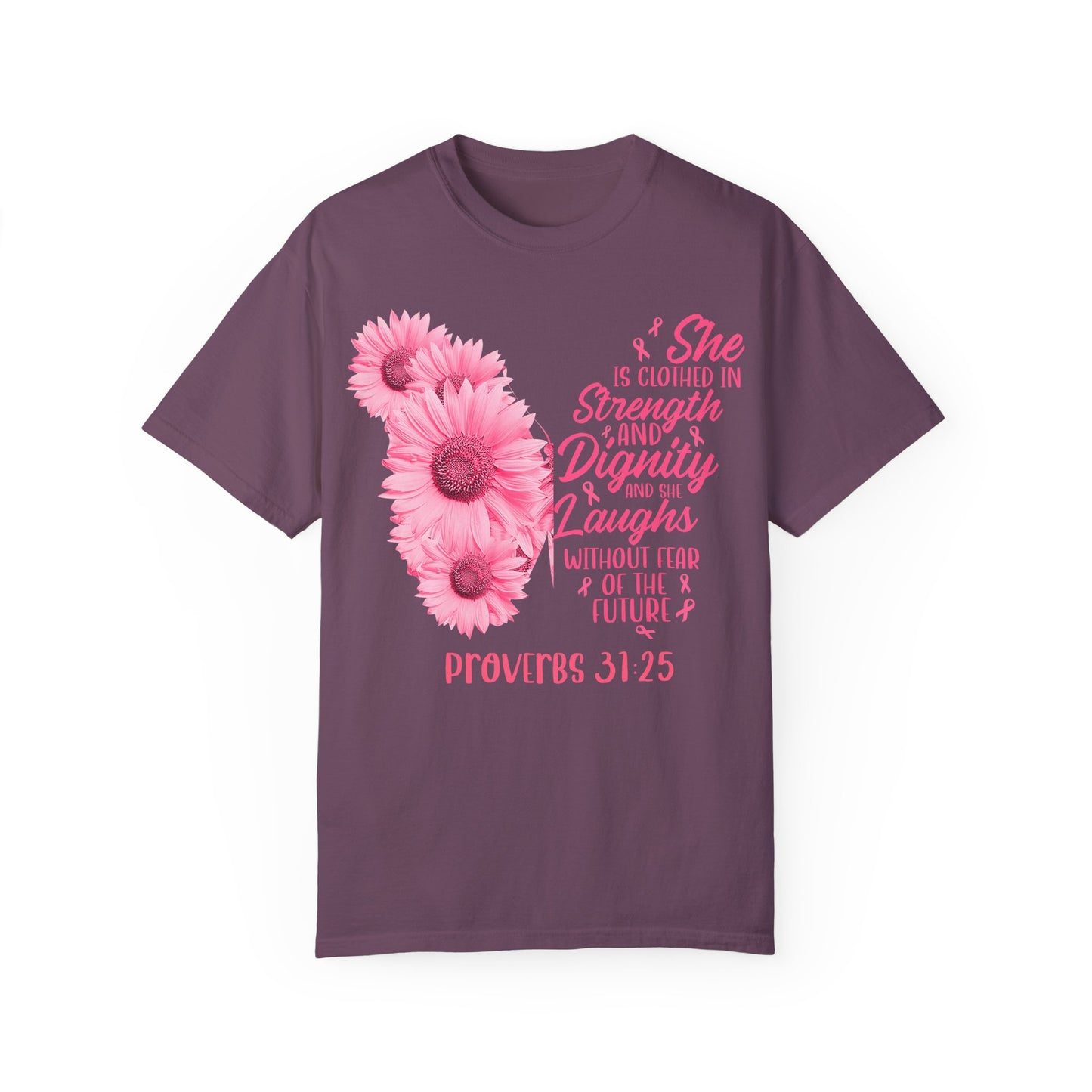 Inspirational Floral T-Shirt | Proverbs 31:25 | Strength & Dignity