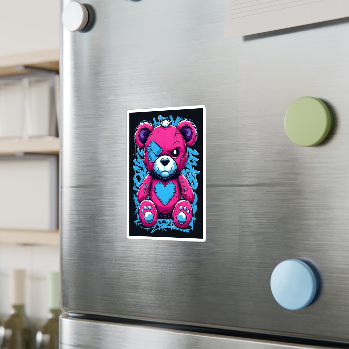 Cute Bear Kiss-Cut Vinyl Decal - Fun and Colorful Sticker for Kids' Rooms