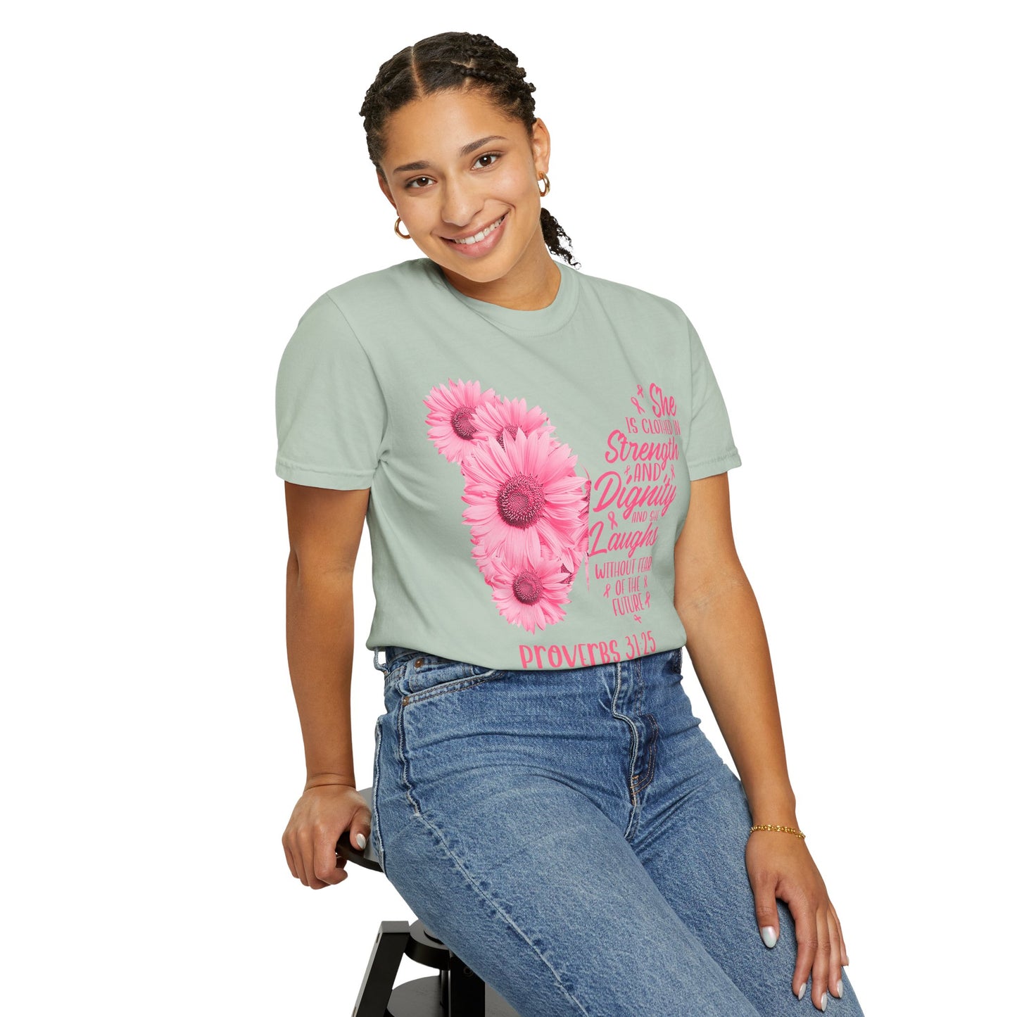 Inspirational Floral T-Shirt | Proverbs 31:25 | Strength & Dignity