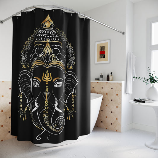 Elegant Ganesha Shower Curtain - Spiritual Home Decor for Tranquil Bathrooms