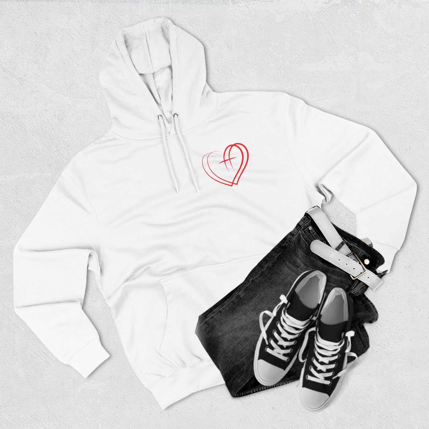 Heartfelt Fleece Hoodie, Warm Graphic Sweatshirt, Cozy Casual Wear, Perfect Gift for Loved Ones, Thoughtful Valentines Apparel - Three-Panel