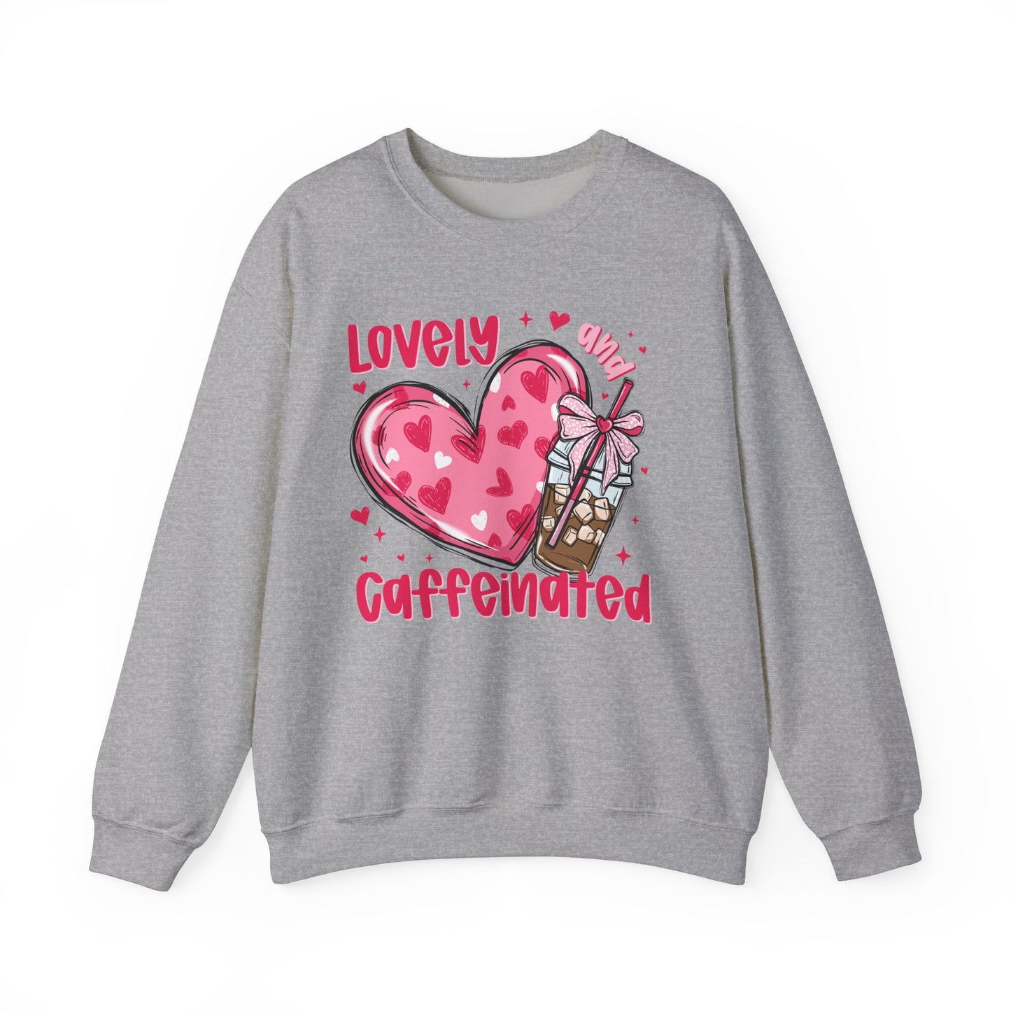 Lovely Caffeinated Heart Sweatshirt, Cozy Coffee Lover Gift, Valentines Day, Cute Her, Comfy Casual Wear, Unisex Pullover, Warm Jumper