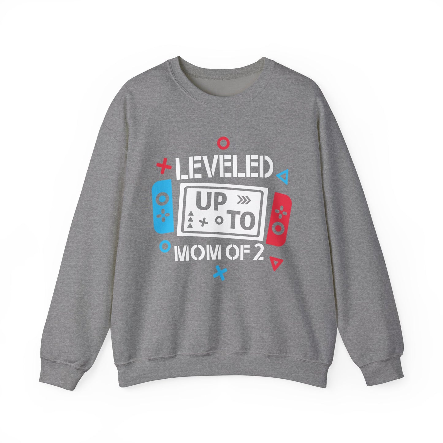 Leveled Up Mom of 2 Crewneck Sweatshirt – Gaming Gift for Moms