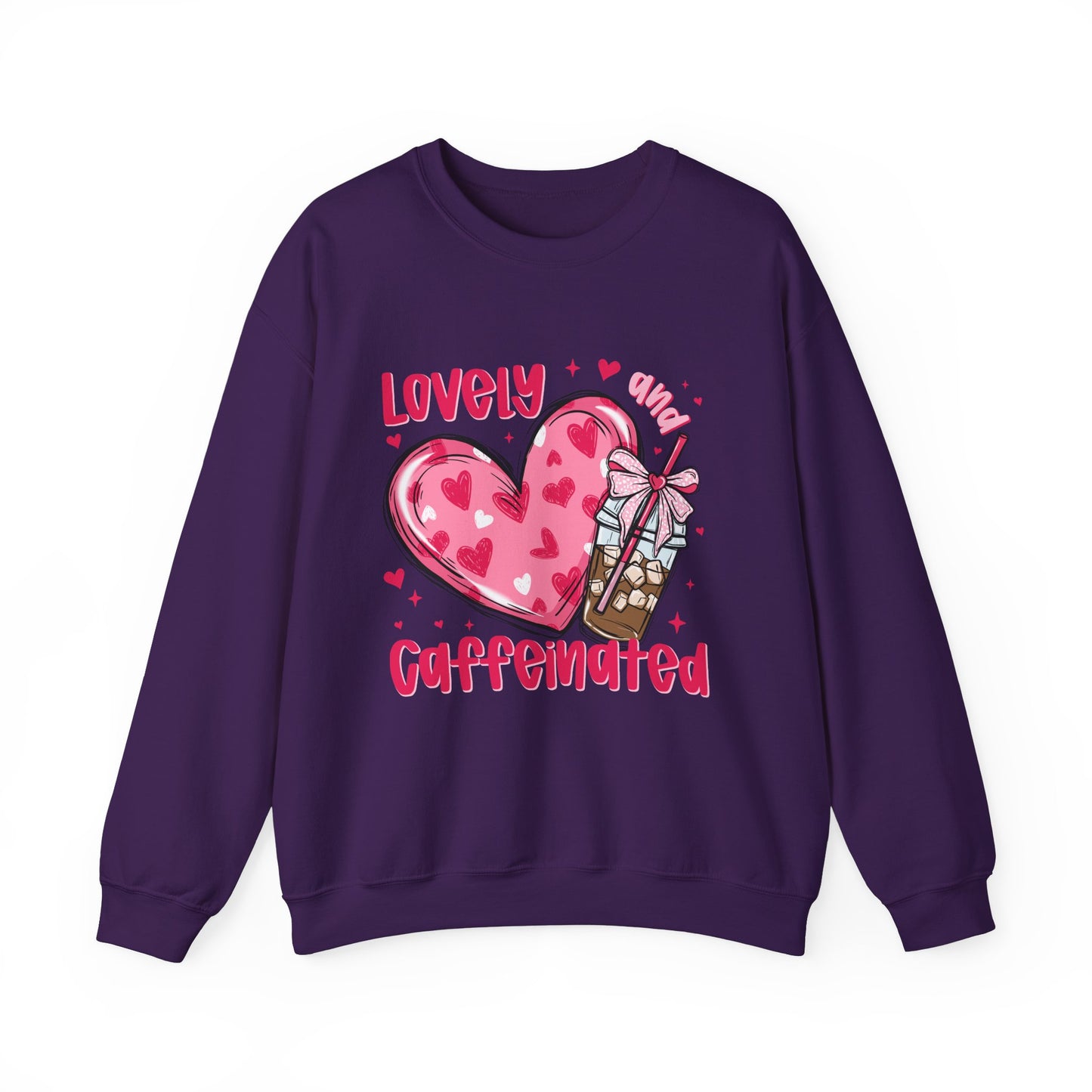 Lovely Caffeinated Unisex Crewneck Sweatshirt - Cozy Heart Design