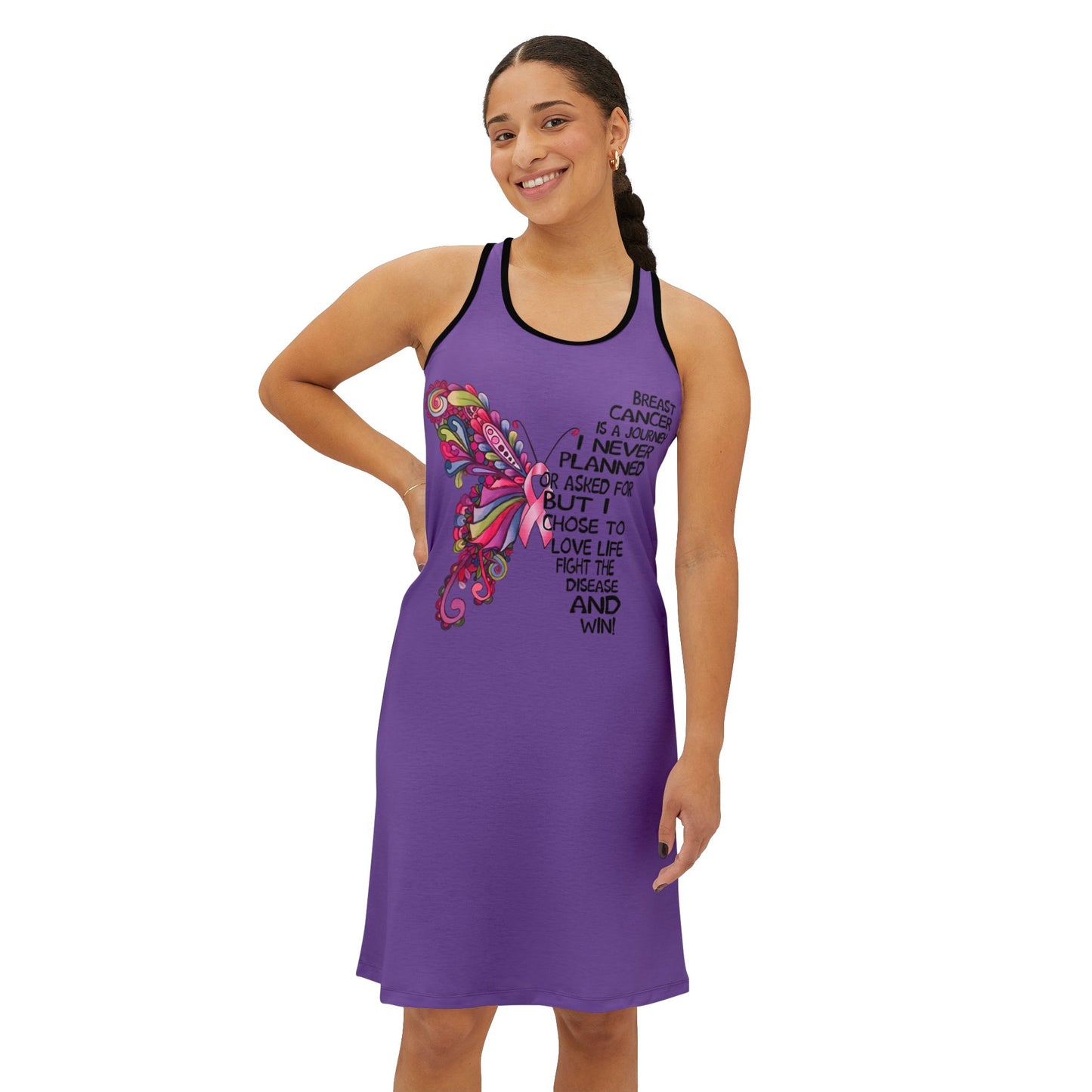 Inspirational Purple Racerback Dress for Breast Cancer Awareness