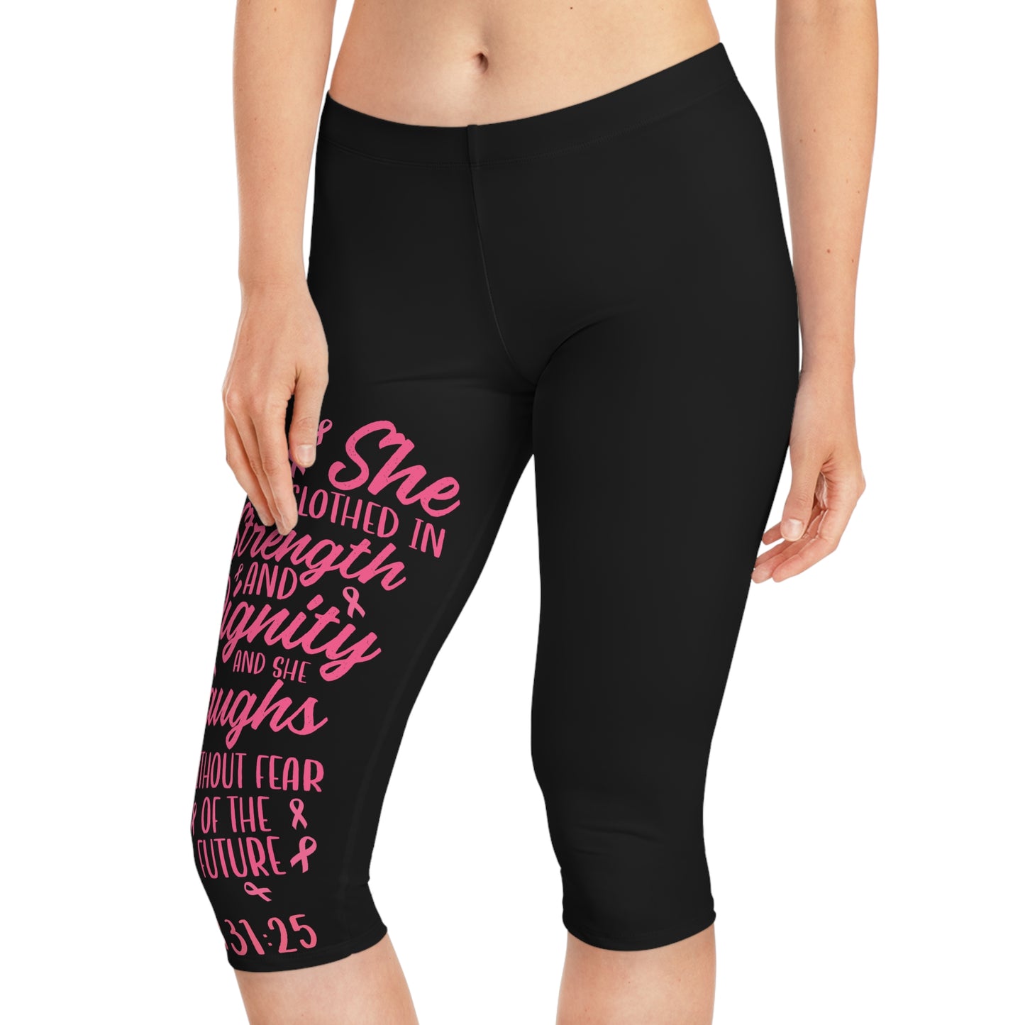 Copy of Inspirational Women’s Capri Leggings - Strength & Dignity Design