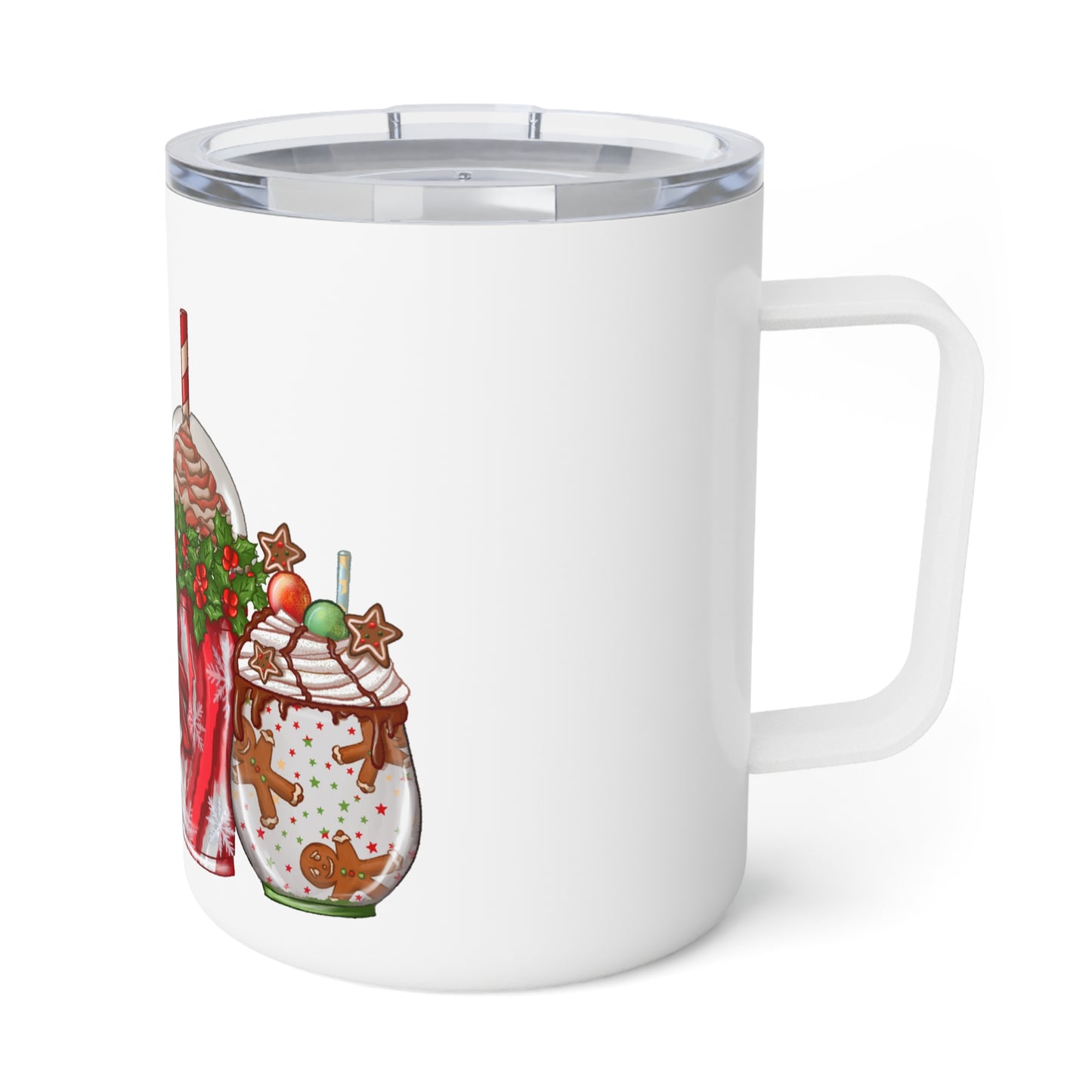 Festive Coffee Mug, Winter Hot Cocoa 10oz, Christmas Gift for Coffee Lovers, Holiday Drinks, Insulated Mug